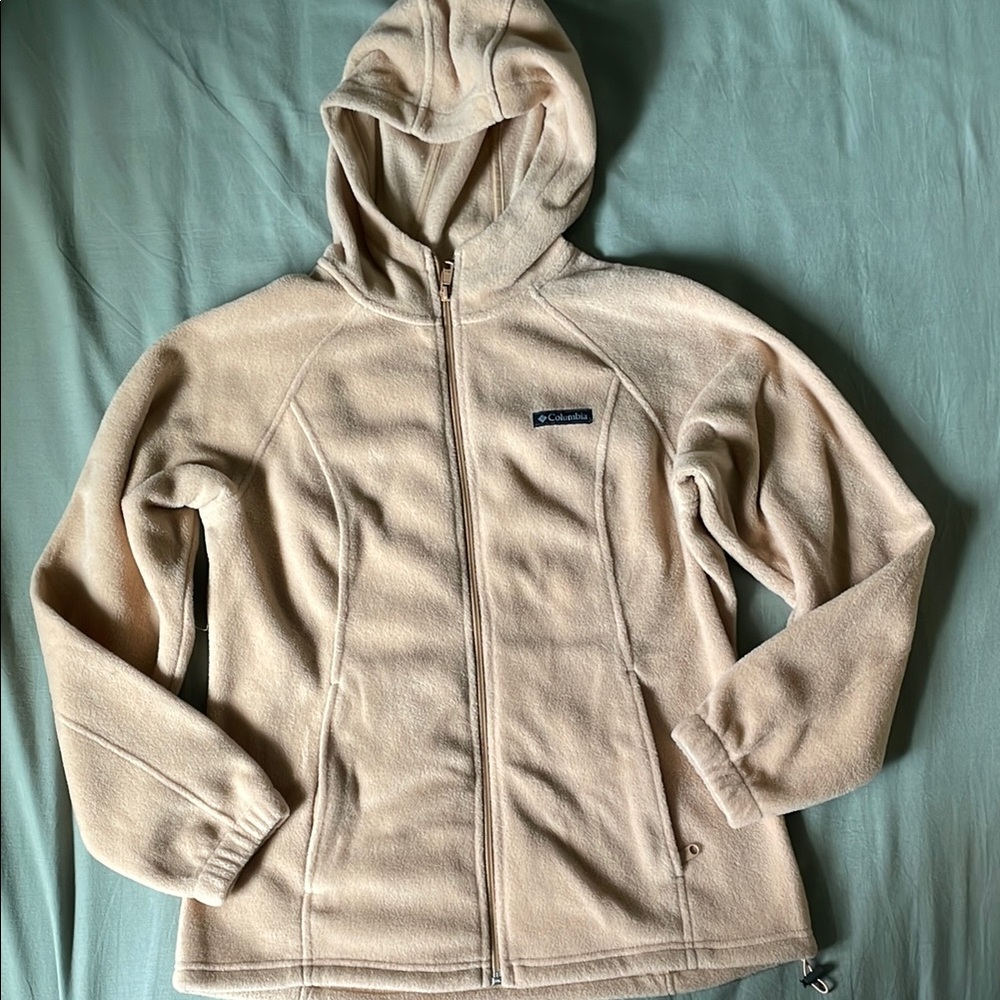 Columbia Beige Fleece Zip-Up Hoodie